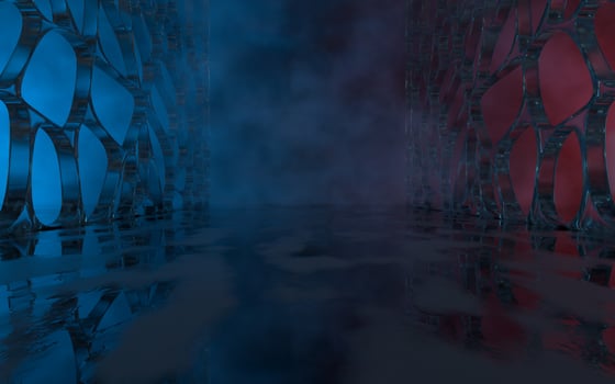 Hollow glasses with fog background, 3d rendering. photo