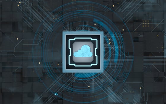 Chip and cloud computing, subject of science and technology, 3d rendering. photo