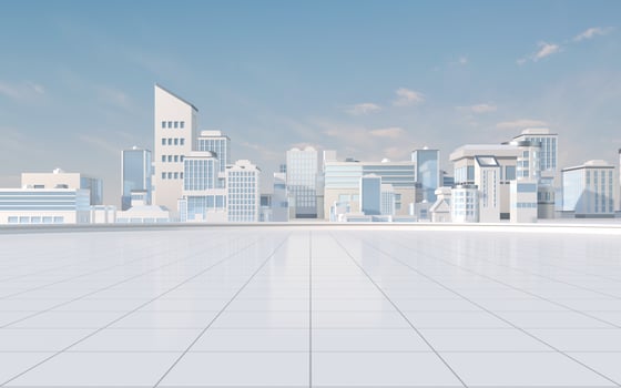 Digital city model with white background, 3d rendering. photo