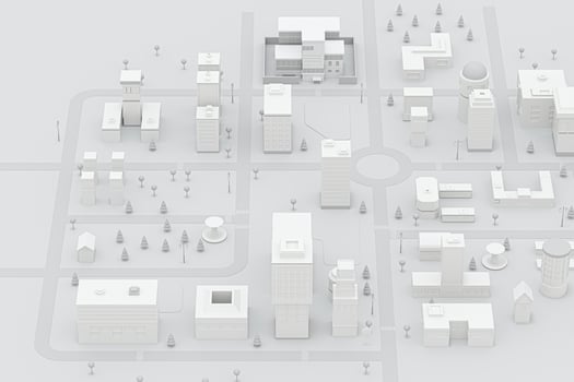 Downtown building, simulation city, 3d rendering. photo