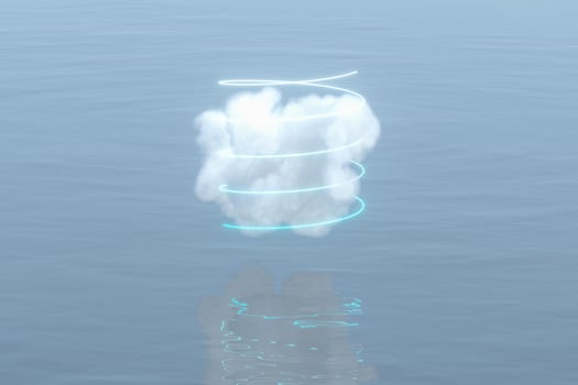 Magic surround the cloud floating on the lake,peaceful scene,3d rendering. photo