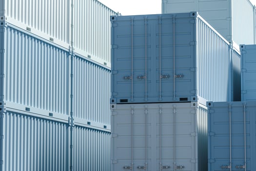 Container and weight,logistics and transmission,3d rendering. photo