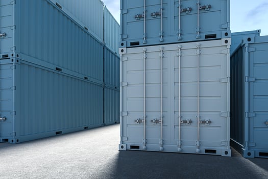 Container and weight,logistics and transmission,3d rendering. photo