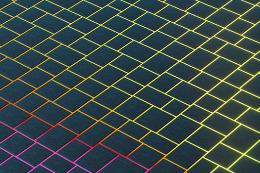 Tile cubes with colorful glowing gap, 3d rendering. photo