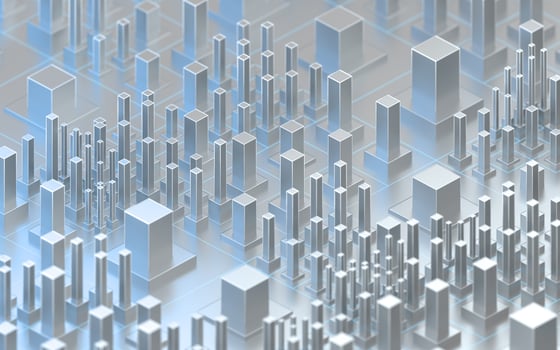 Technological cubes with white background, 3d rendering. photo