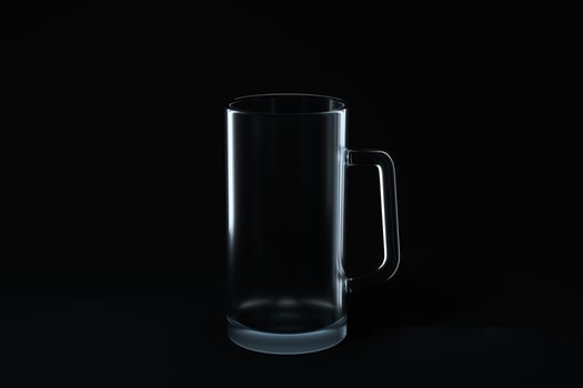 Transparent beer glass with black background, 3d rendering. photo