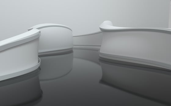 Empty floor with curve geometric wall, 3d rendering. photo