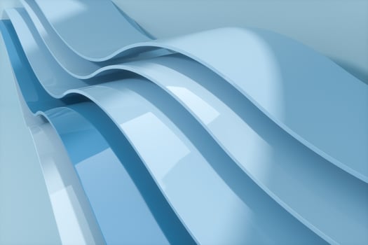 Blue curve surface, bright business background, 3d rendering. photo