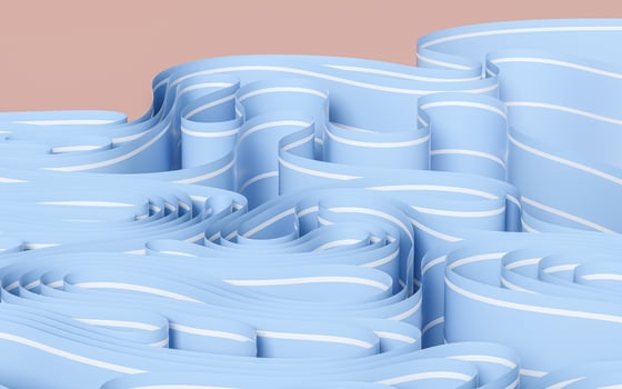 Blue curved papers with white trim, 3d rendering. photo