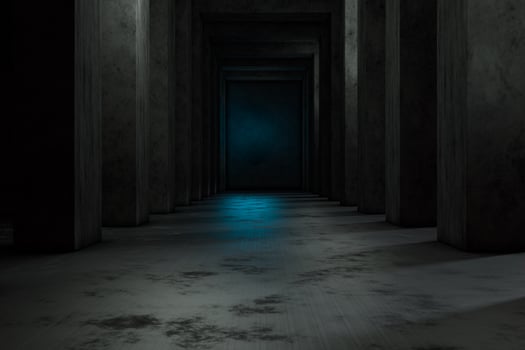 The dark abandoned tunnel, 3d rendering. photo