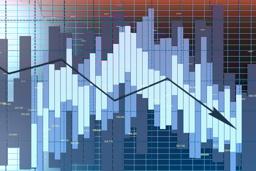 The decrease of the economical data, business statistics, 3d rendering. photo