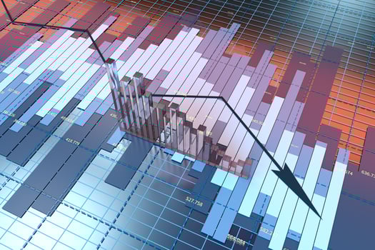 The decrease of the economical data, business statistics, 3d rendering. photo
