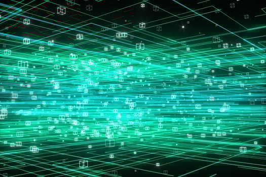 Glowing lines and cubes,data lines and networks ,3d rendering. photo