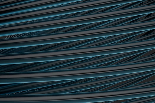 Abstract lines with black background, smooth polished lines, 3d rendering, photo