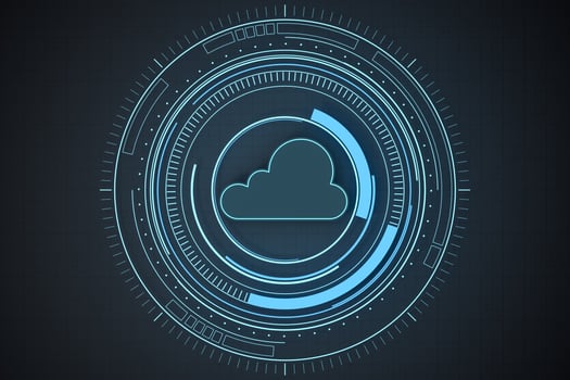 Cloud computing with HUD element, 3d rendering. photo