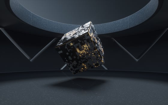 Cubes and materials with dark room, 3d rendering. photo