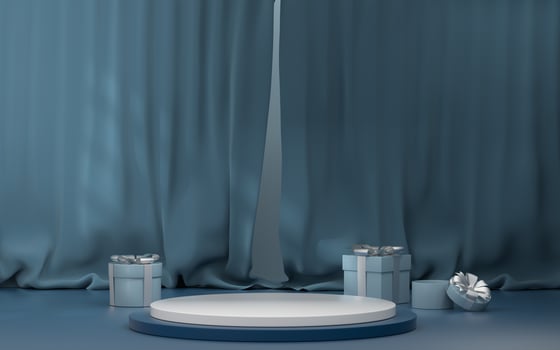 Empty stage with soft curtain background, 3d rendering. photo