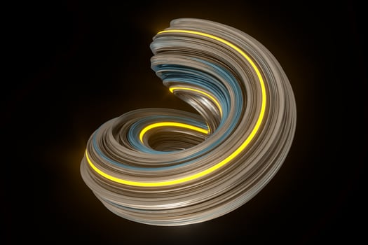 Colorful round geometry, gradient curve background, 3d rendering. photo