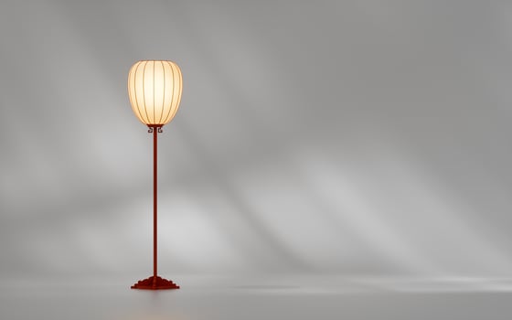 A lamp in a empty room, 3d rendering. photo