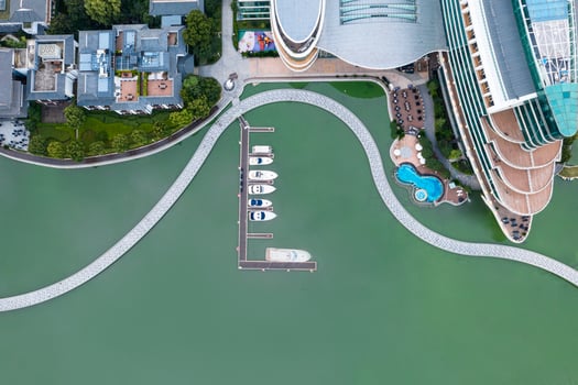 Looking down to the yachts by the lake. photo