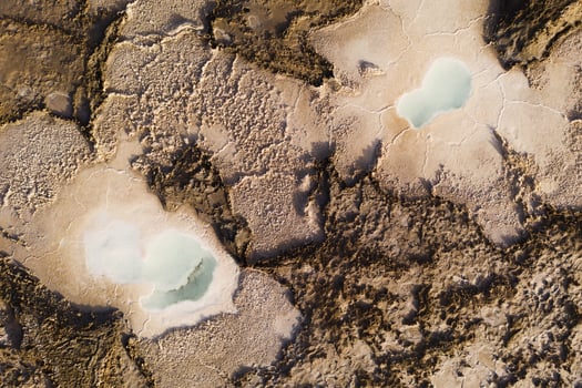 Salt pond in the dry land in Qinghai, China. photo
