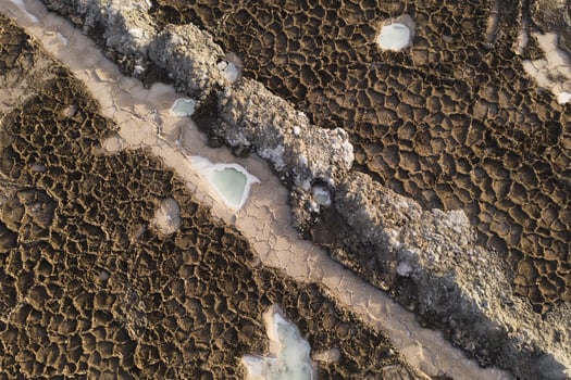 Salt pond in the dry land in Qinghai, China. photo