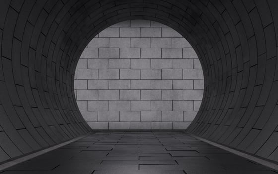 Dark tunnel with brick wall, 3d rendering. photo