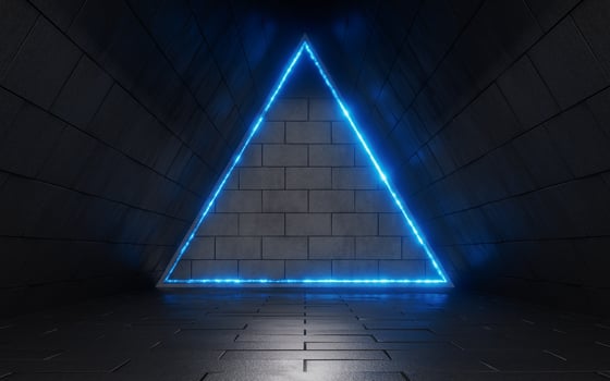 Dark tunnel with brick wall, 3d rendering. photo
