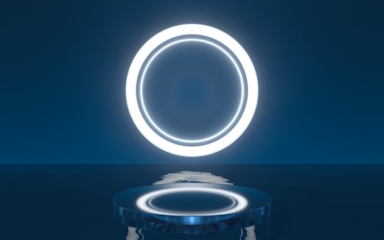 Empty product stage with light behind, 3d rendering. photo