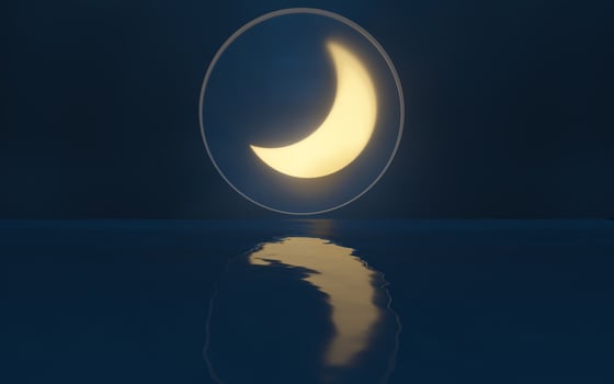 The new moon with reflection on the water, 3d rendering. photo