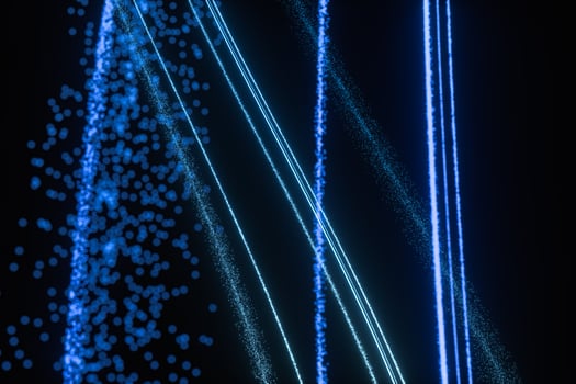 Blue glowing particles, abstract background, 3d rendering. photo