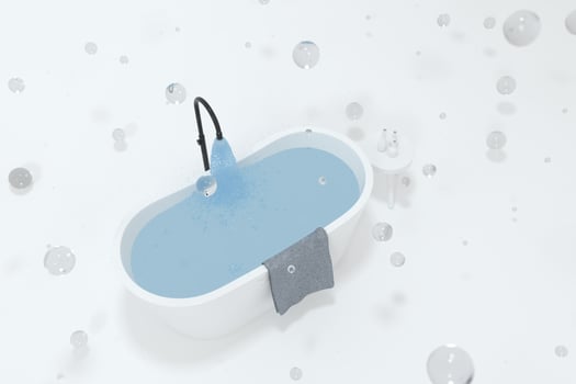 Cartoon bathtub with white background, 3d rendering. photo