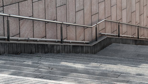 The steps in the city center, outdoor construction. photo