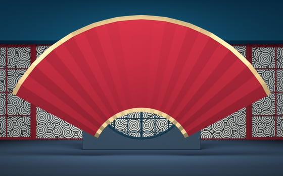 Empty room in Chinese style, 3d rendering. photo