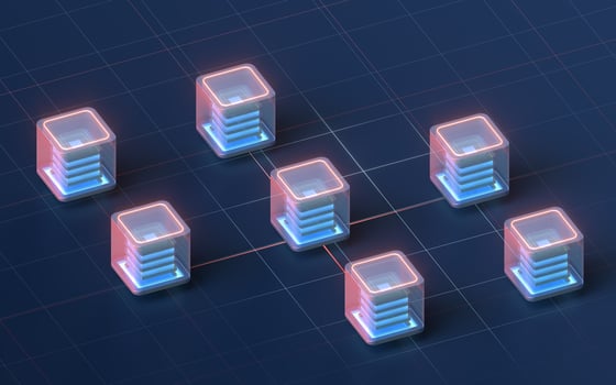 Block chains with a black background, 3d rendering. photo