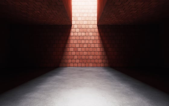 Empty room with brick wall, 3d rendering. photo