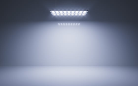 Empty room with top light illuminated, 3d rendering. photo