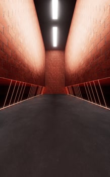 Empty room with brick wall, 3d rendering. photo