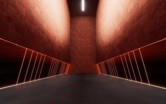 Empty room with brick wall, 3d rendering. photo