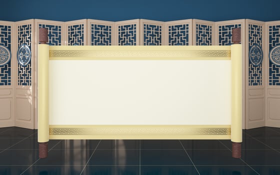 Chinese style room and empty blank, 3d rendering. photo