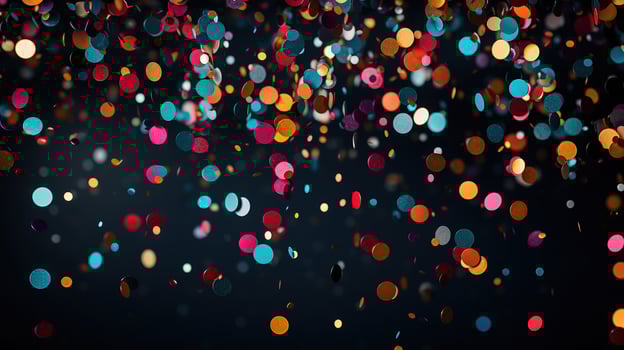 Foil confetti on black background, Bright color. Generative Ai photo