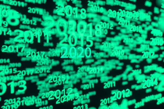 Glowing time numbers with dark background, 3d rendering. photo