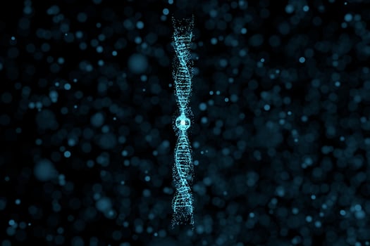 DNA particles and diffused glowing lines, 3d rendering. photo
