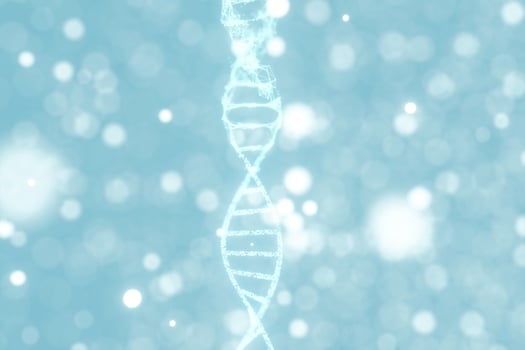 DNA particles and diffused glowing lines, 3d rendering. photo