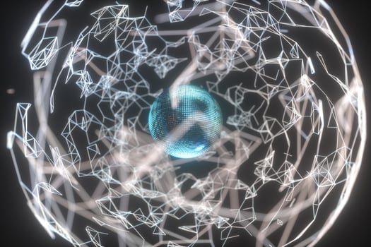 Glowing lines and creative geometries, 3d rendering. photo