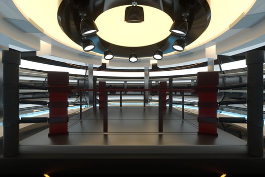 The arena in a dark room, 3d rendering. photo