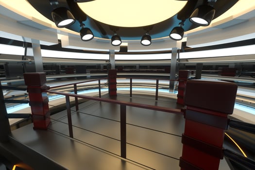 The arena in a dark room, 3d rendering. photo