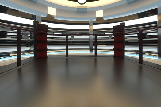 The arena in a dark room, 3d rendering. photo