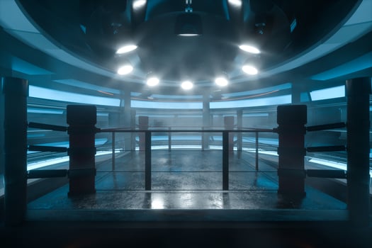 The arena in a dark room, 3d rendering. photo