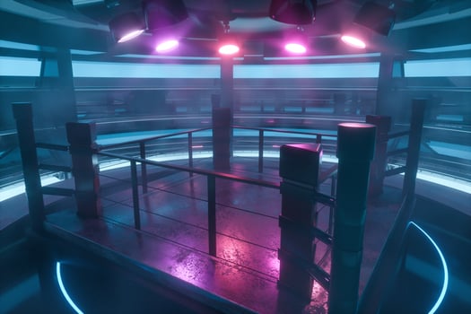 The arena in a dark room, 3d rendering. photo
